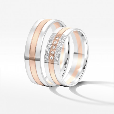 Obrączki ślubne z dwukolorowego złota 6mm