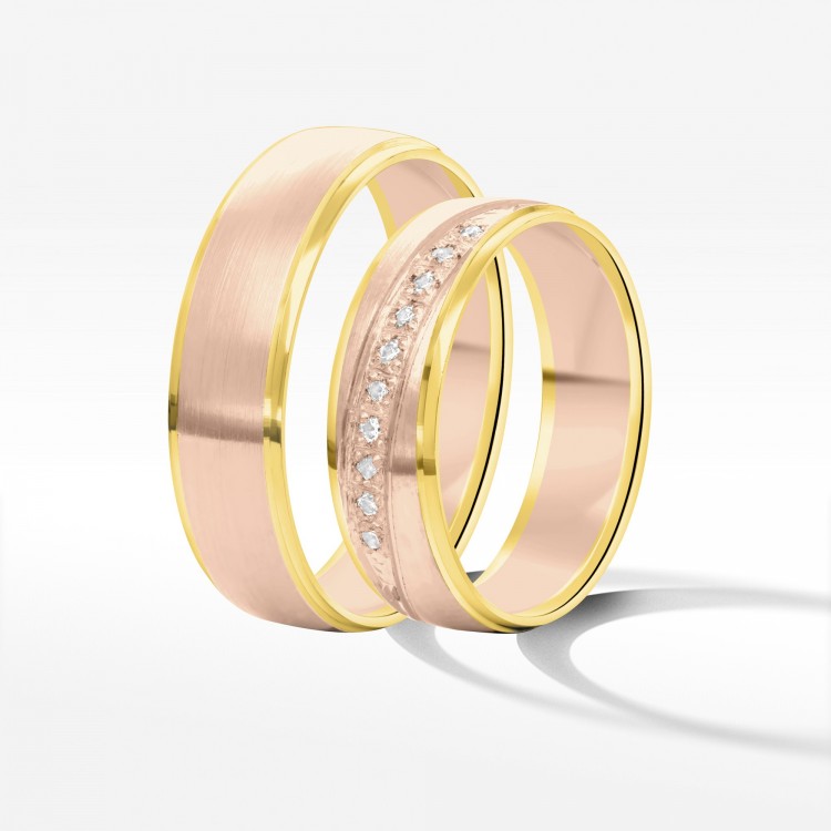 Obrączki ślubne z dwukolorowego złota 6mm