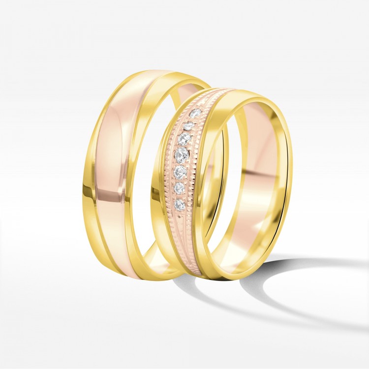 Obrączki ślubne z dwukolorowego złota 6mm