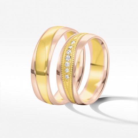 Obrączki ślubne z dwukolorowego złota 6mm