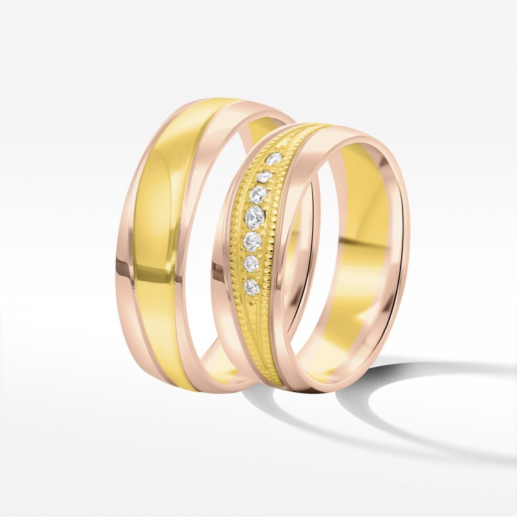 Obrączki ślubne z dwukolorowego złota 6mm