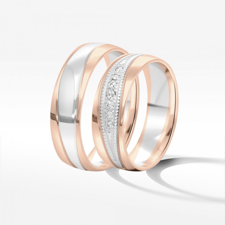 Obrączki ślubne z dwukolorowego złota 6mm