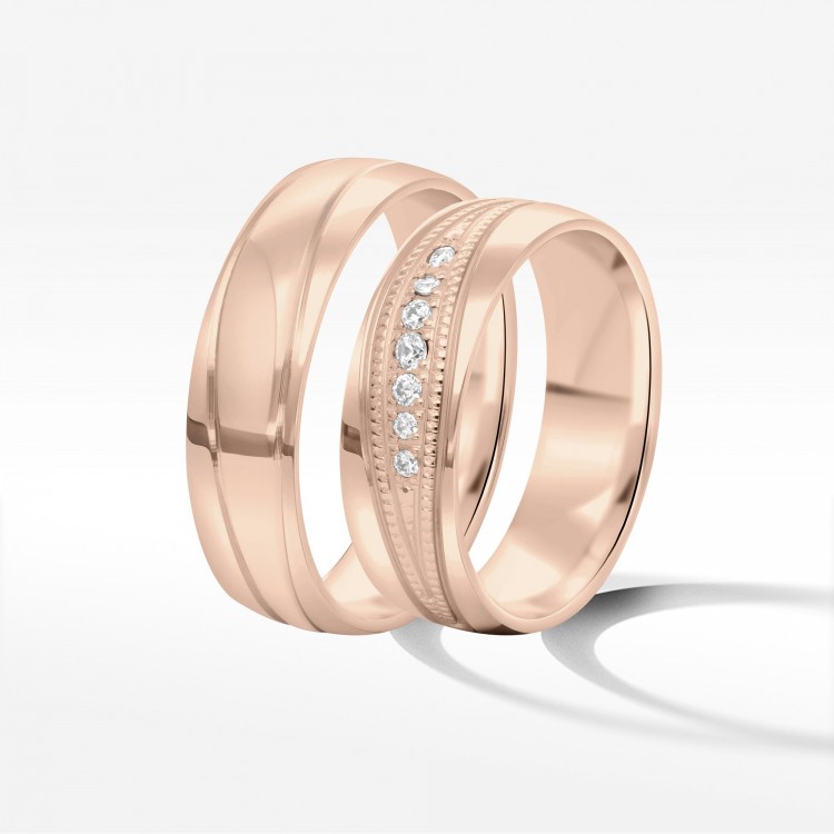 Obrączki ślubne z różowego złota 6mm