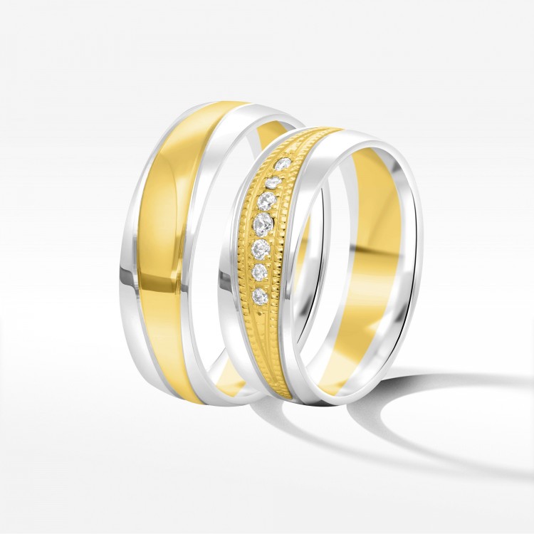 Obrączki ślubne z dwukolorowego złota 6mm