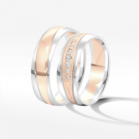 Obrączki ślubne z dwukolorowego złota 6mm