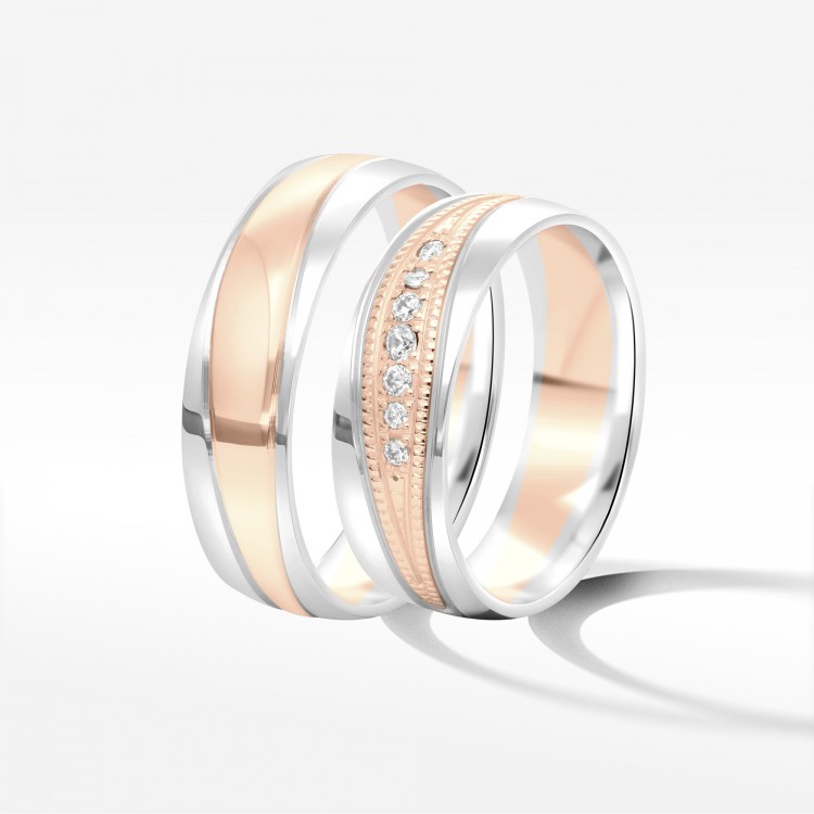 Obrączki ślubne z dwukolorowego złota 6mm