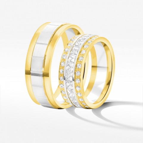 Obrączki ślubne z dwukolorowego złota 7.5mm