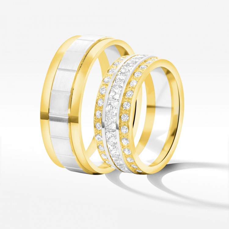 Obrączki ślubne z dwukolorowego złota 7.5mm