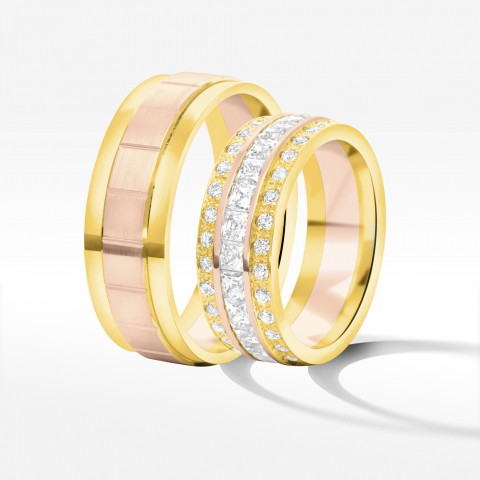 Obrączki ślubne z dwukolorowego złota 7.5mm