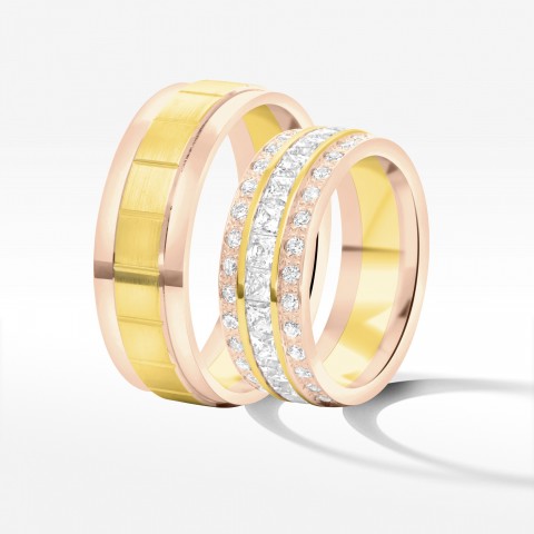 Obrączki ślubne z dwukolorowego złota 7.5mm