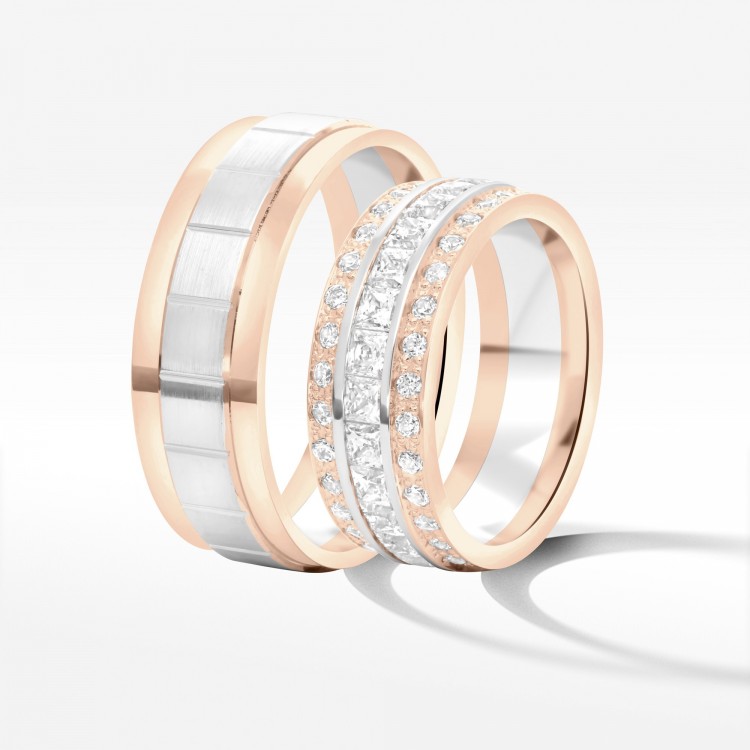 Obrączki ślubne z dwukolorowego złota 7.5mm