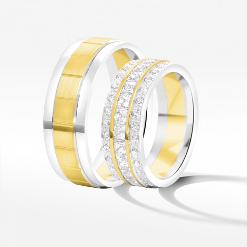 Obrączki ślubne z dwukolorowego złota 7.5mm