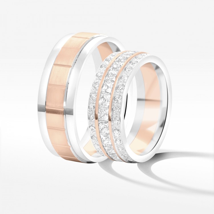 Obrączki ślubne z dwukolorowego złota 7.5mm