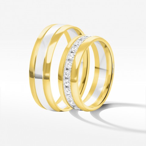Obrączki ślubne z dwukolorowego złota 6mm
