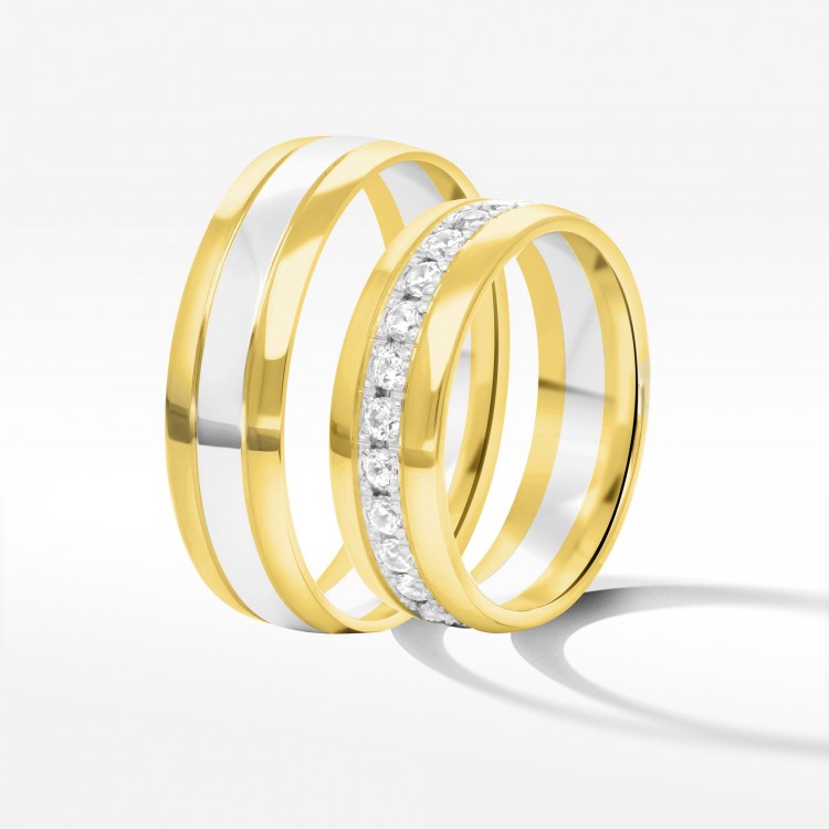 Obrączki ślubne z dwukolorowego złota 6mm