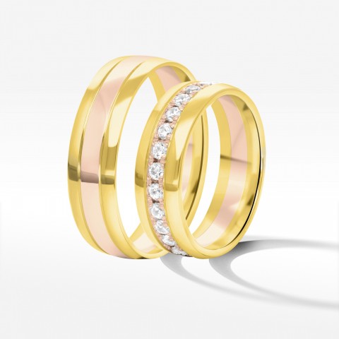 Obrączki ślubne z dwukolorowego złota 6mm