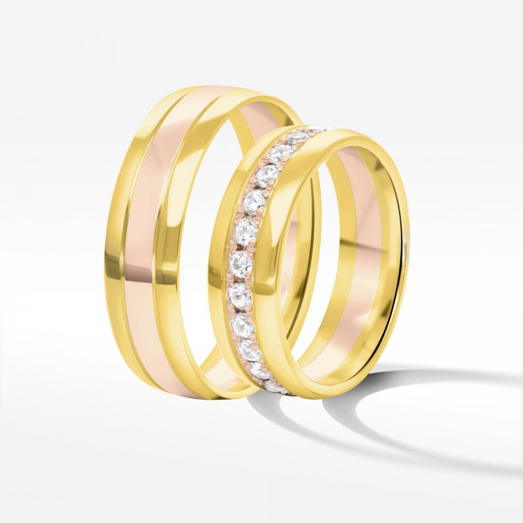 Obrączki ślubne z dwukolorowego złota 6mm