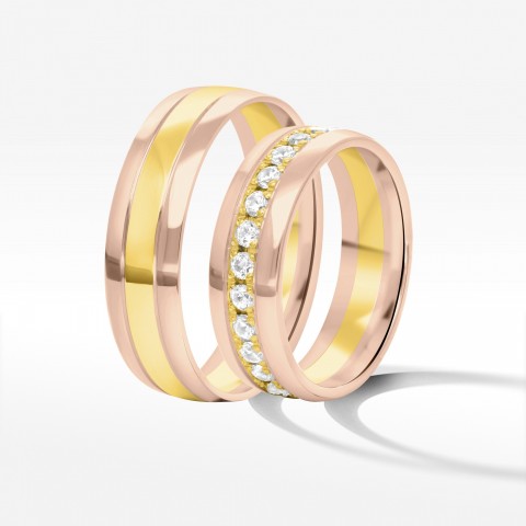 Obrączki ślubne z dwukolorowego złota 6mm