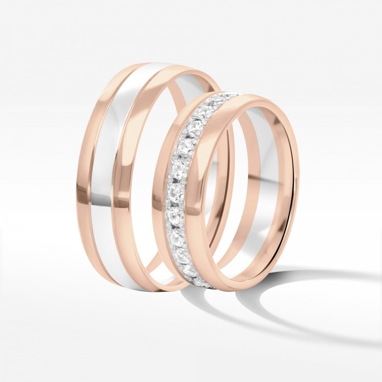 Obrączki ślubne z dwukolorowego złota 6mm