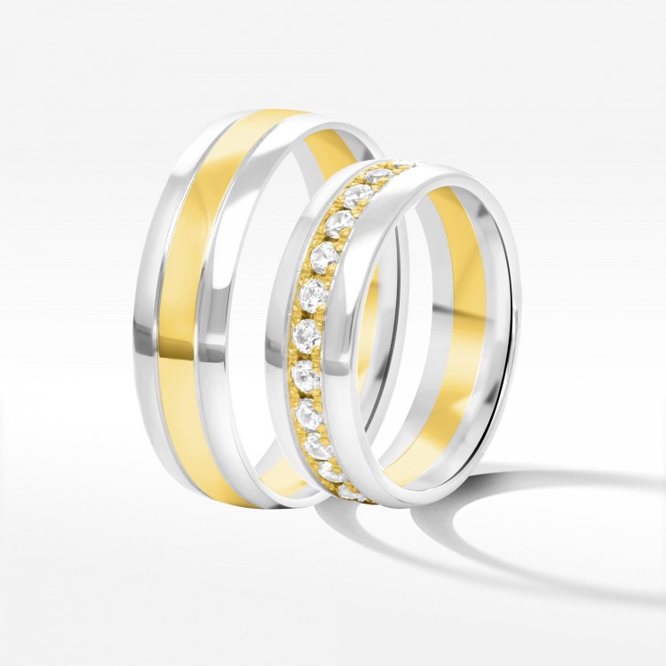 Obrączki ślubne z dwukolorowego złota 6mm