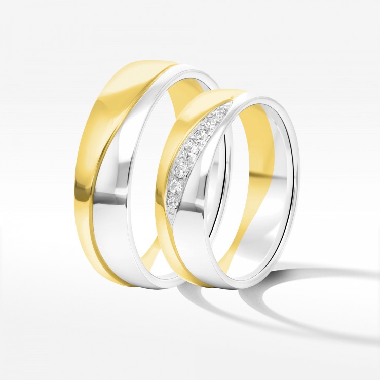 Obrączki ślubne z dwukolorowego złota 6mm