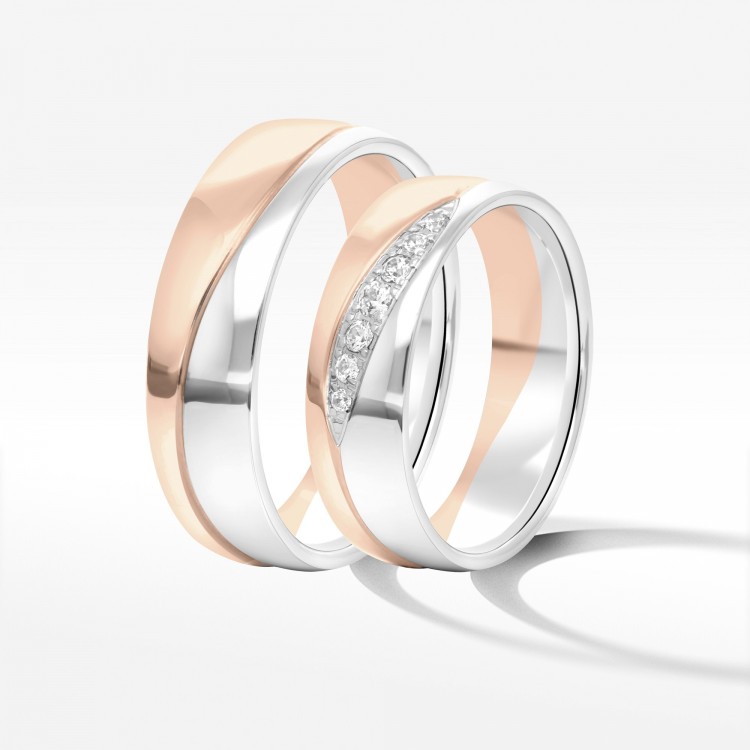 Obrączki ślubne z dwukolorowego złota 6mm