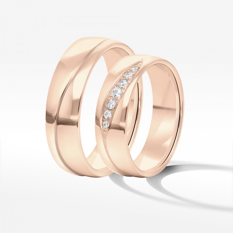 Obrączki ślubne z różowego złota 6mm