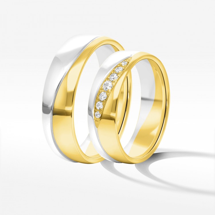 Obrączki ślubne z dwukolorowego złota 6mm