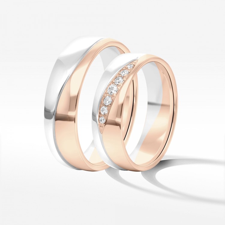 Obrączki ślubne z dwukolorowego złota 6mm