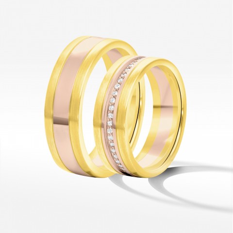 Obrączki ślubne z dwukolorowego złota 6mm