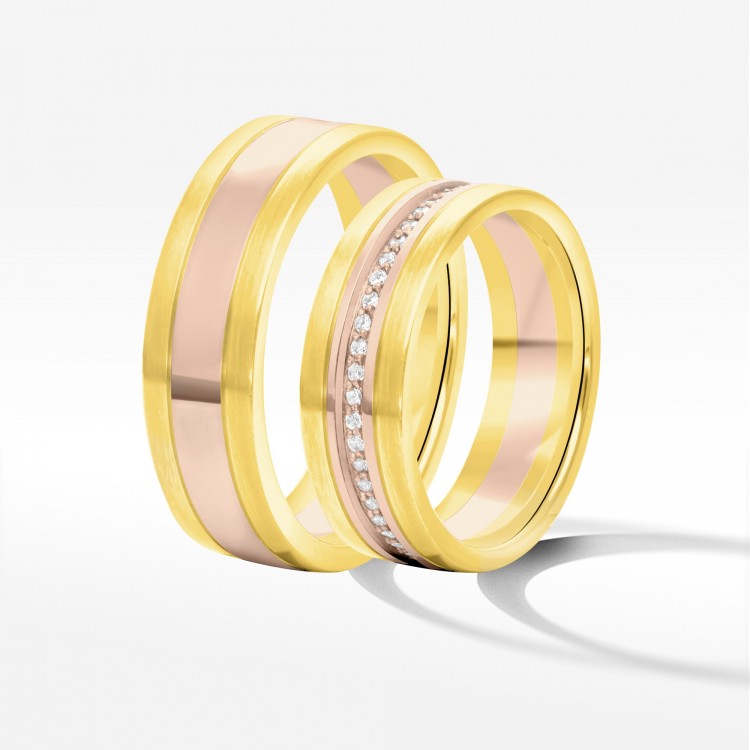 Obrączki ślubne z dwukolorowego złota 6mm