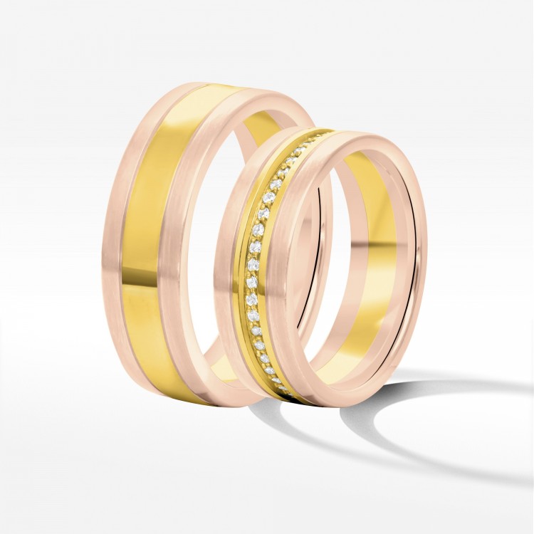 Obrączki ślubne z dwukolorowego złota 6mm