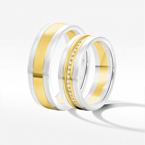 Obrączki ślubne z dwukolorowego złota 6mm
