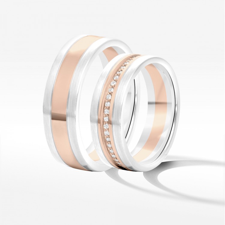 Obrączki ślubne z dwukolorowego złota 6mm