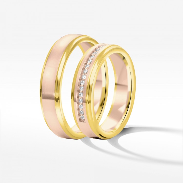 Obrączki ślubne z dwukolorowego złota 5mm