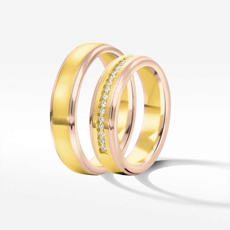 Obrączki ślubne z dwukolorowego złota 5mm