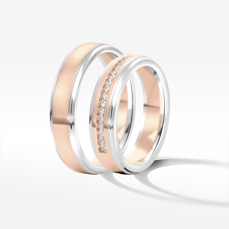 Obrączki ślubne z dwukolorowego złota 5mm