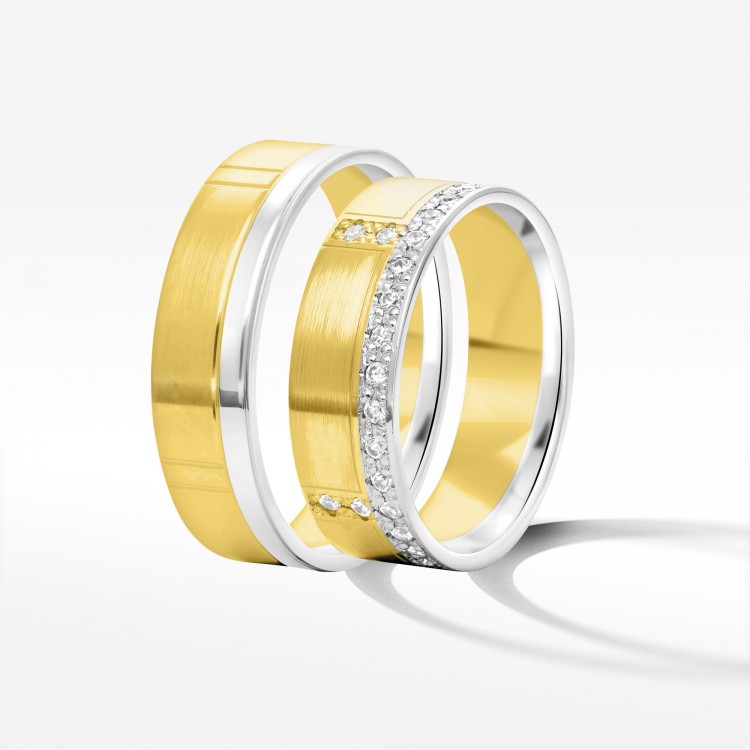 Obrączki ślubne z dwukolorowego złota 6mm