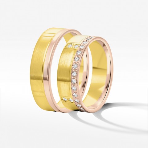 Obrączki ślubne z dwukolorowego złota 6mm