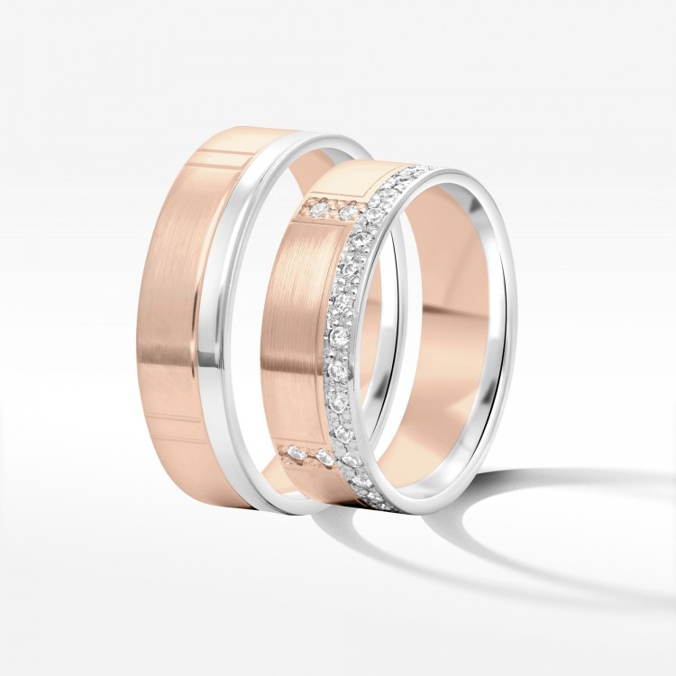 Obrączki ślubne z dwukolorowego złota 6mm