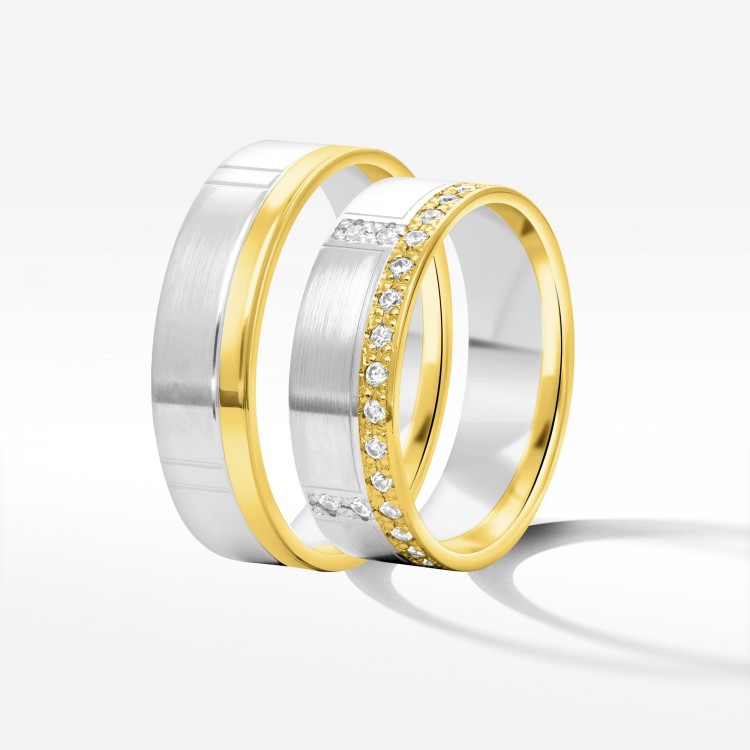 Obrączki ślubne z dwukolorowego złota 6mm