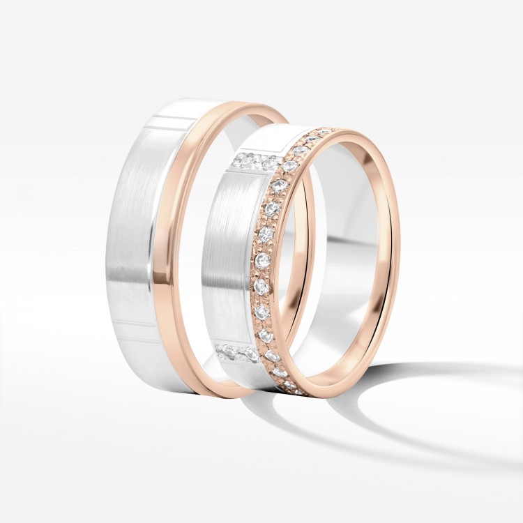 Obrączki ślubne z dwukolorowego złota 6mm