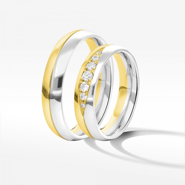 Obrączki ślubne z dwukolorowego złota 5mm