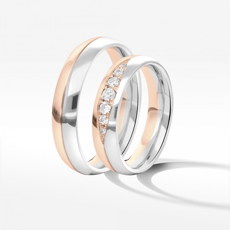 Obrączki ślubne z dwukolorowego złota 5mm