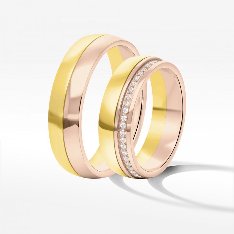 Obrączki ślubne z dwukolorowego złota 6mm