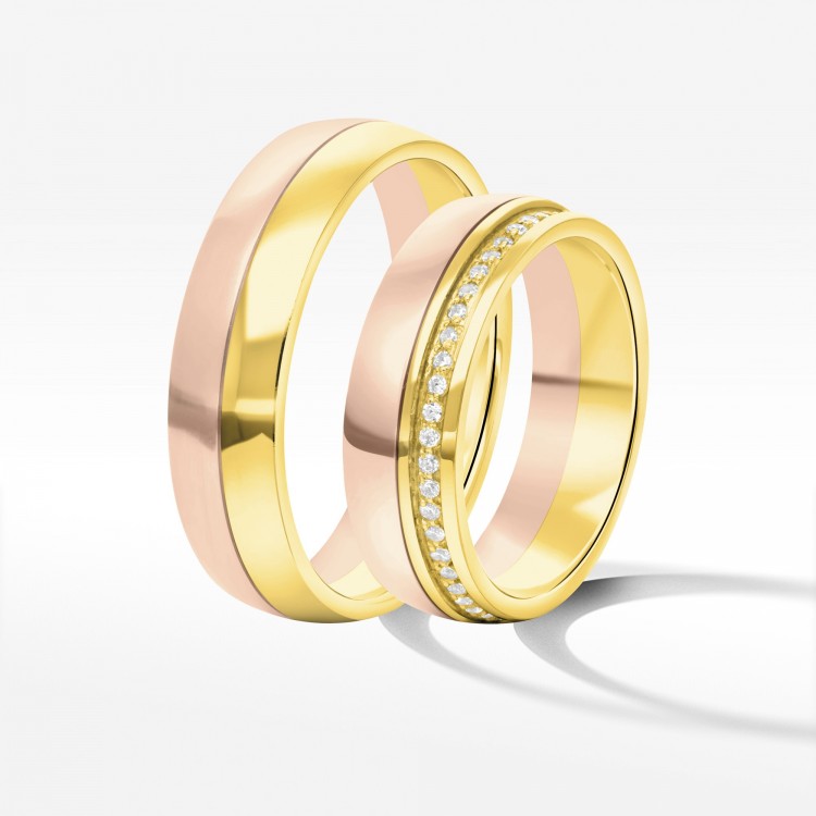 Obrączki ślubne z dwukolorowego złota 6mm