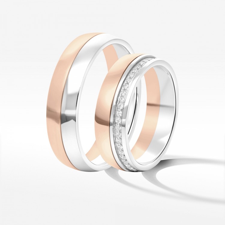 Obrączki ślubne z dwukolorowego złota 6mm