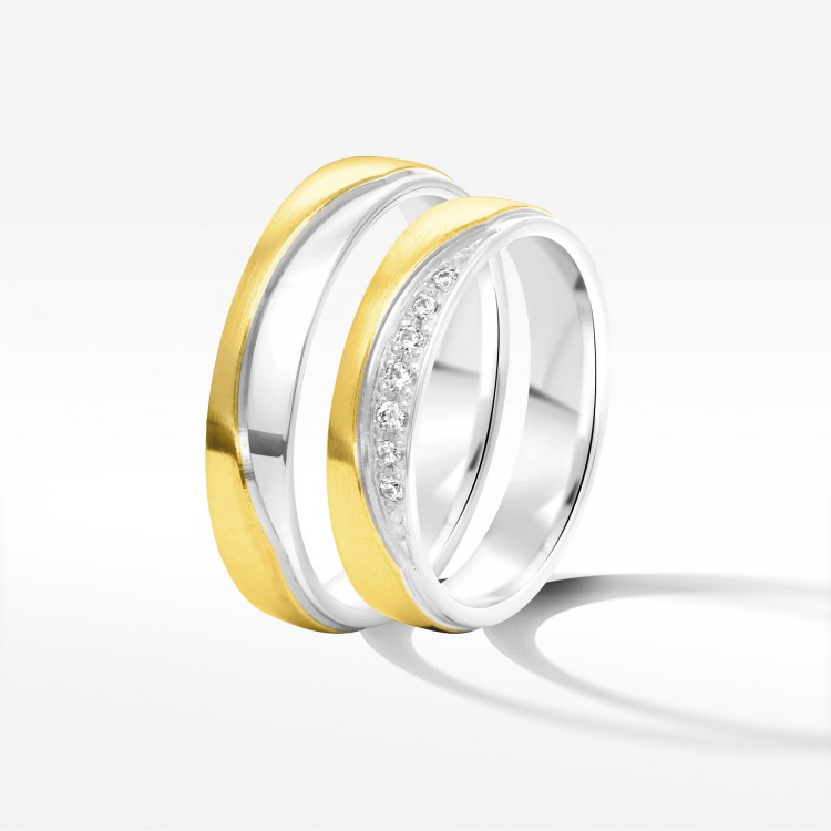 Obrączki ślubne z dwukolorowego złota 4.5mm