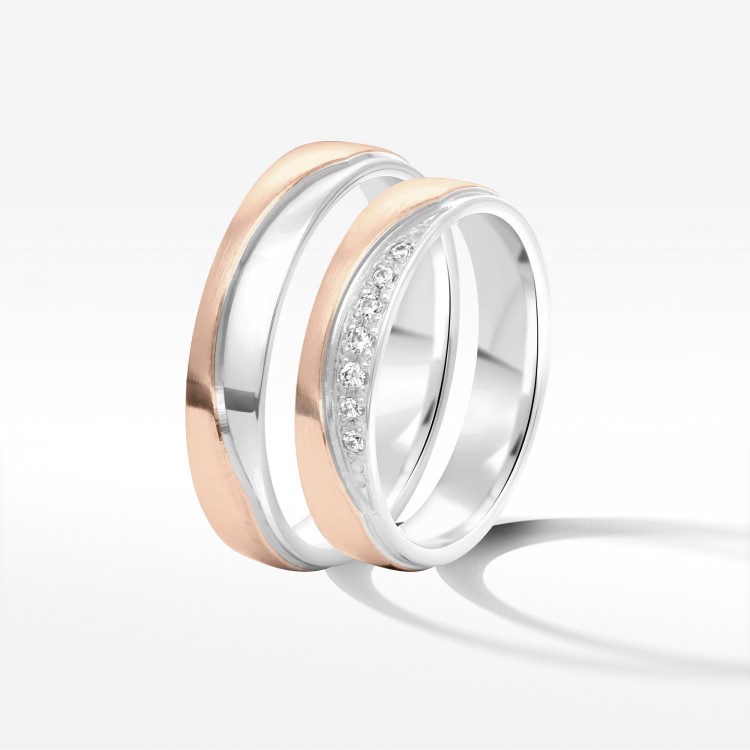 Obrączki ślubne z dwukolorowego złota 4.5mm