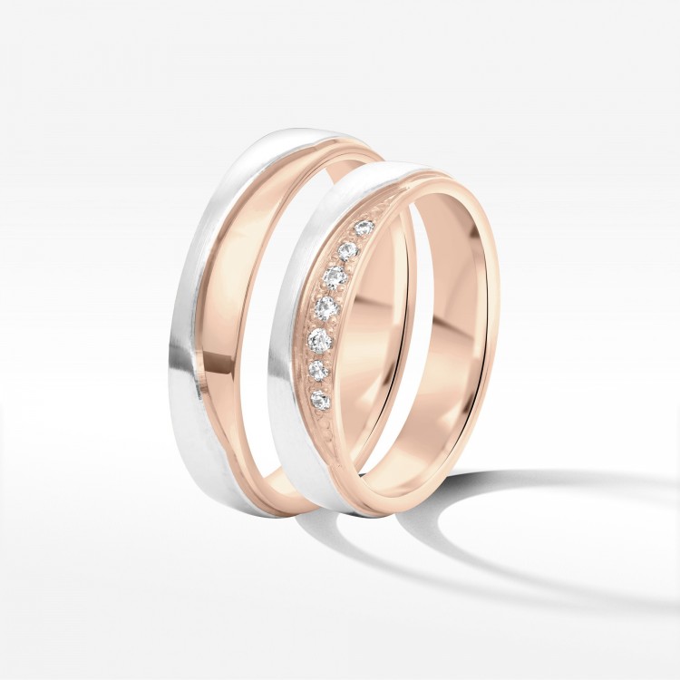 Obrączki ślubne z dwukolorowego złota 4.5mm